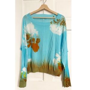 Marika Charles Lulu Turquoise Tie Dye Lightweight Sweater NWT Sz L